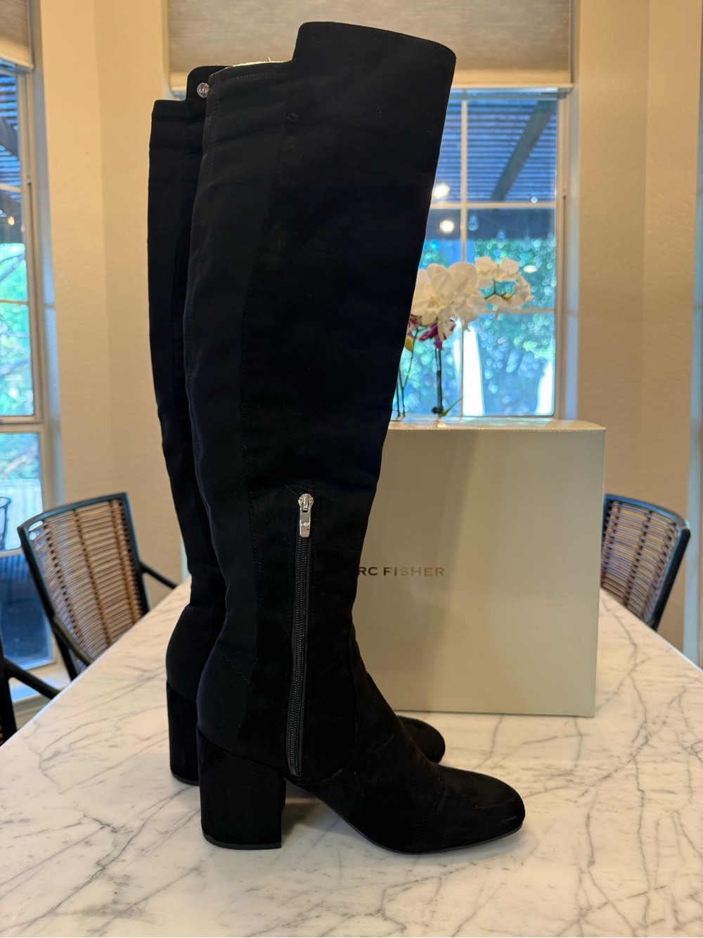Marc Fisher Tall Black Suede Over-the-Knee Boots